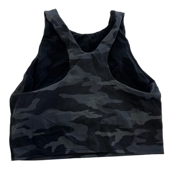 Athleta‎ Top Womens Small Black Grey Camo Print Conscious Crop Tank - Picture 4 of 8